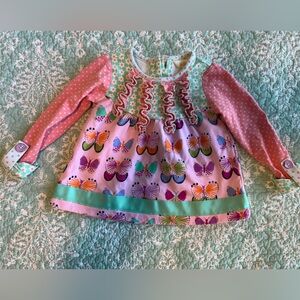 Matilda Jane Floral Ruffle Tunic with Pink and Green - 6-12 months